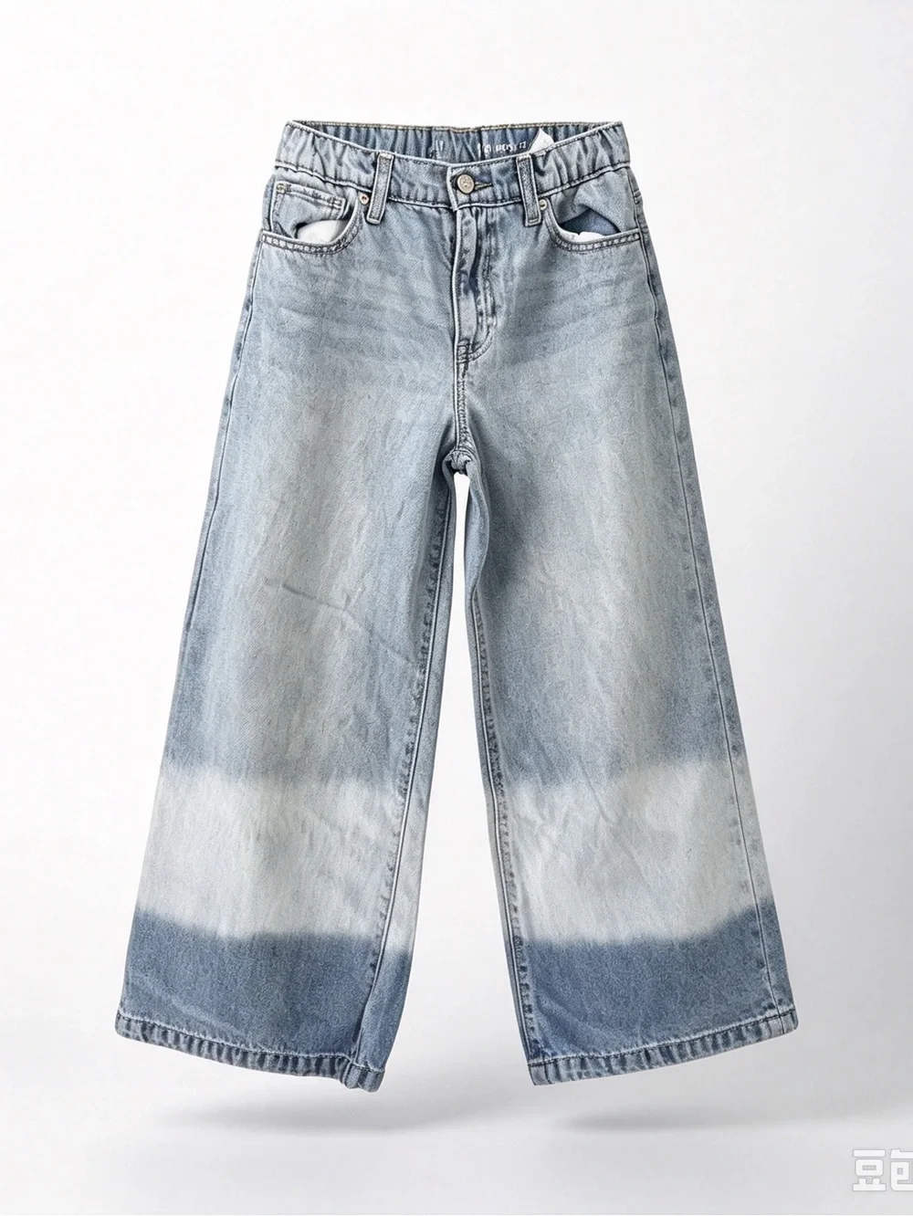 GAP Girls High Rise Ankle Colorblock Light Wash Jeans Size 14 Cotton Adjust